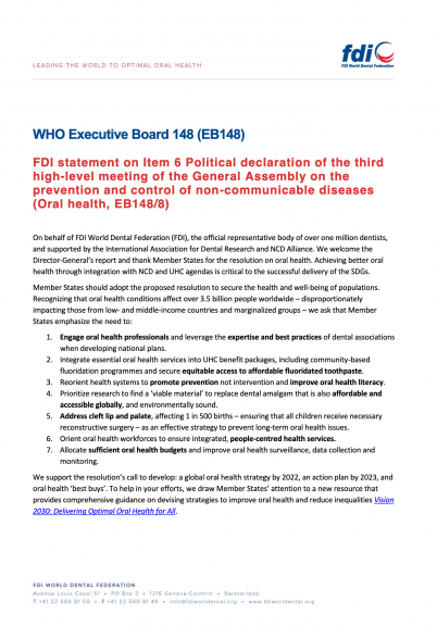 WHO EB 148 - FDI statement on Item 6