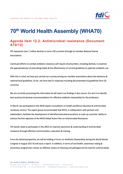 WHA70 - Antimicrobial resistance Agenda item 12.2 (Document A70/12)