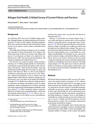 Refugee Oral Health_A Global Survey of Current Policies and Practices.pdf 